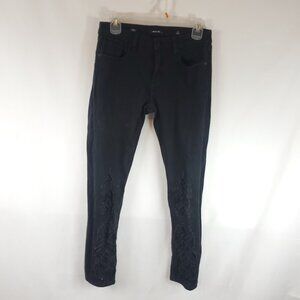 Miss Me Black Skinny Ankle Skinny Womens Sz 27 Jeans Lace Embroidered Legs